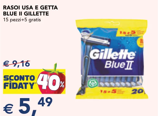 RASOI USA E GETTA BLUE II GILLETTE 15 pezzi+5 gratis