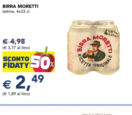 BIRRA MORETTI lattine, 4x33 cl