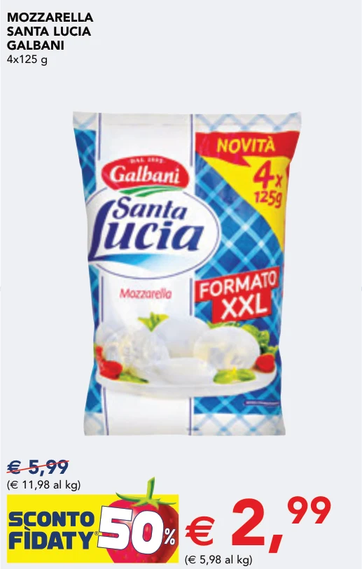 MOZZARELLA SANTA LUCIA 4x125 g - Galbani