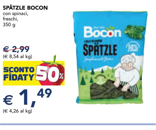SPÄTZLE BOCON con spinaci, freschi, 350 g