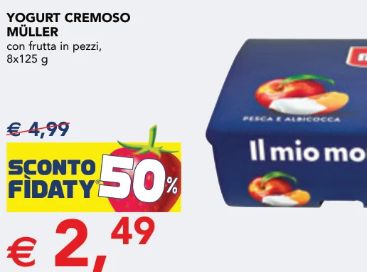 YOGURT CREMOSO MÜLLER con frutta in pezzi, 8x125 g - Muller