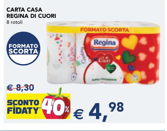 CARTA CASA REGINA DI CUORI 8 rotoli