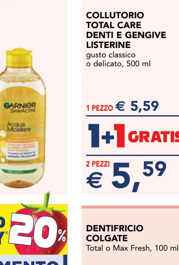 COLLUTORIO TOTAL CARE DENTI E GENGIVE LISTERINE gusto classico o delicato, 500 ml