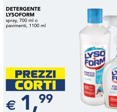 DETERGENTE LYSOFORM spray, 700 ml o pavimenti, 1100 ml