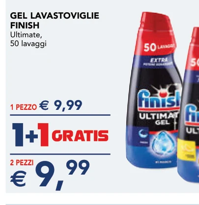 GEL LAVASTOVIGLIE FINISH Ultimate, 50 lavaggi