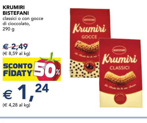 KRUMIRI BISTEFANI classici o con gocce di cioccolato, 290 g