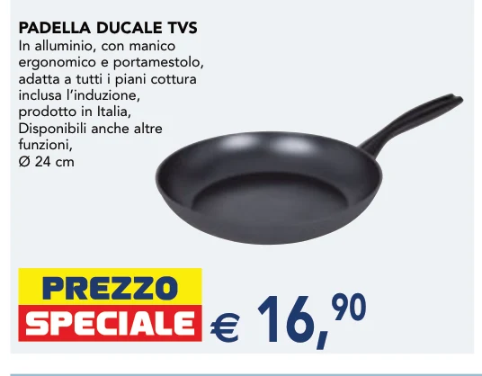 PADELLA DUCALE TVS In alluminio, con manico ergonomico e portamestolo, adatta a tutti i piani cottura inclusa l’induzione, prodotto in Italia, Disponibili anche altre funzioni, Ø 24 cm