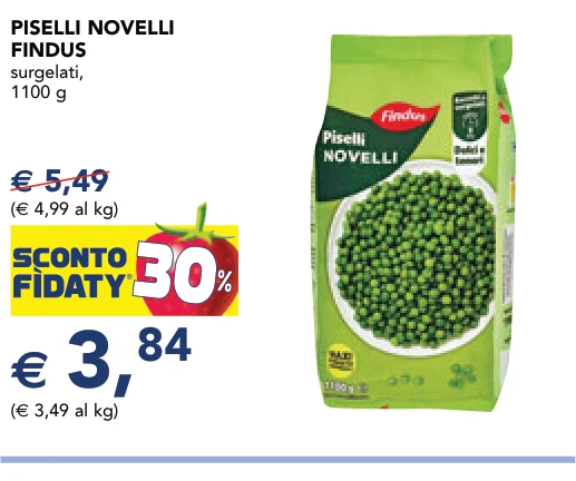 PISELLI NOVELLI FINDUS surgelati, 1100 g