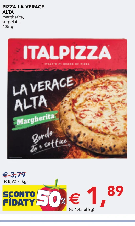 PIZZA LA VERACE ALTA margherita, surgelata, 425 g
