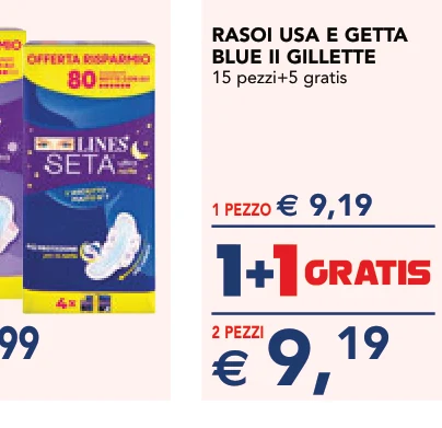 RASOI USA E GETTA BLUE II GILLETTE 15 pezzi+5 gratis