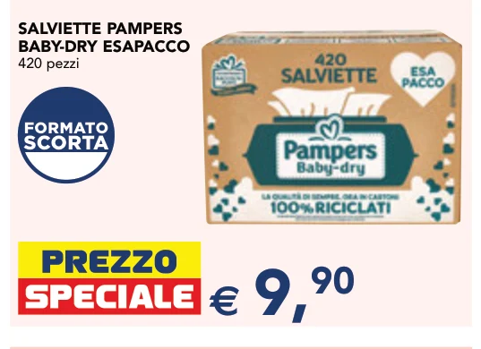 SALVIETTE PAMPERS BABY-DRY ESAPACCO 420 pezzi
