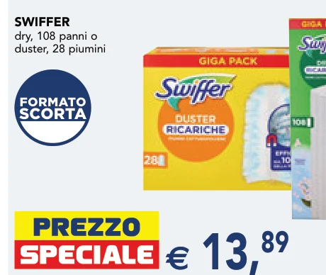 SWIFFER dry, 108 panni o duster, 28 piumini