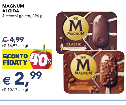 MAGNUM ALGIDA 4 stecchi gelato, 294 g