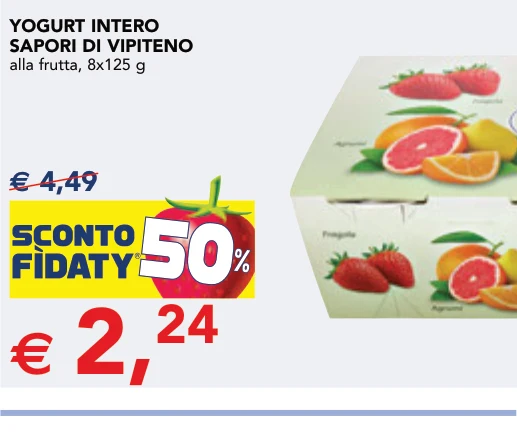 YOGURT INTERO SAPORI DI VIPITENO alla frutta, 8x125 g