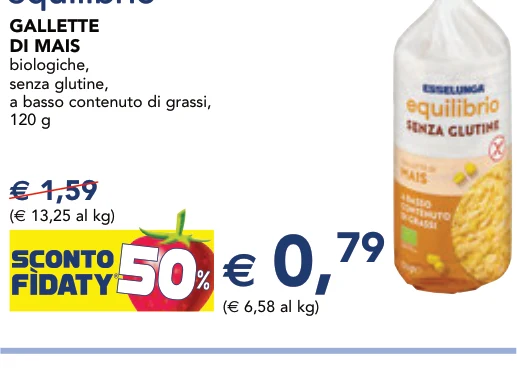 GALLETTE DI MAIS biologiche, senza glutine, a basso contenuto di grassi, 120 g