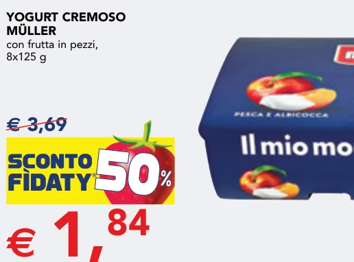 YOGURT CREMOSO MÜLLER con frutta in pezzi, 8x125 g - Muller