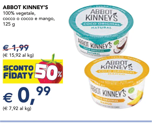 ABBOT KINNEY’S 100% vegetale, cocco o cocco e mango, 125 g