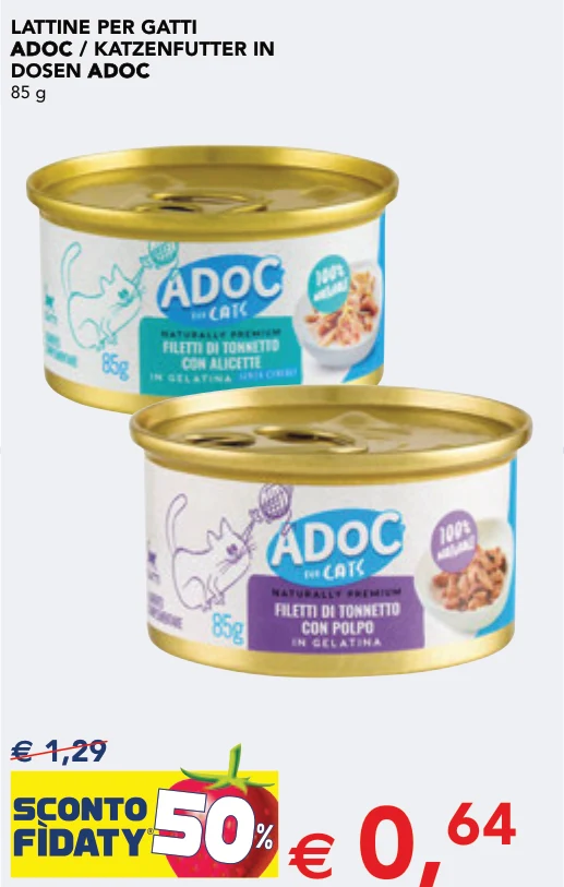 LATTINE PER GATTI ADOC ADOC / KATZENFUTTER IN DOSEN ADOC ADOC 85 g