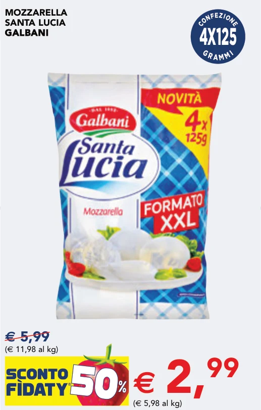 MOZZARELLA SANTA LUCIA GALBANI 4X125 g - Galbani