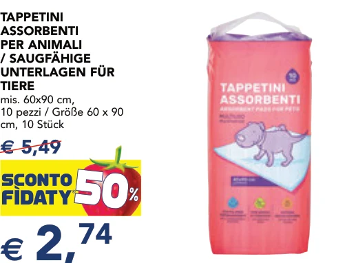 TAPPETINI ASSORBENTI PER ANIMALI / SAUGFÄHIGE UNTERLAGEN FÜR TIERE mis. 60x90 cm, 10 pezzi / Größe 60 x 90 cm, 10 Stück