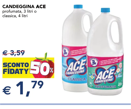 CANDEGGINA ACE ACE profumata, 3 litri o classica, 4 litri