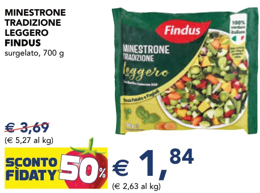 MINESTRONE TRADIZIONE LEGGERO FINDUS FINDUS surgelato, 700 g