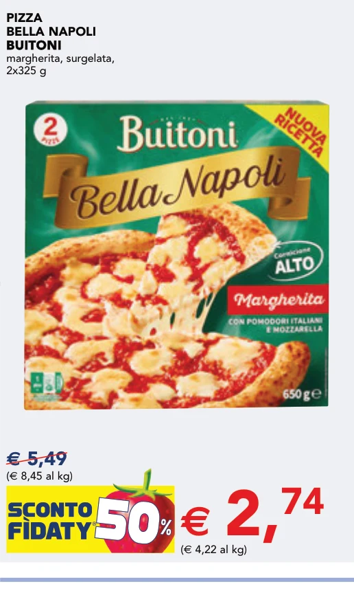 PIZZA BELLA NAPOLI BUITONI BUITONI margherita, surgelata, 2x325 g