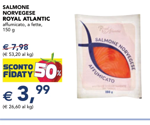 SALMONE NORVEGESE ROYAL ATLANTIC affumicato, a fette, 150 g - Royal Atlantic