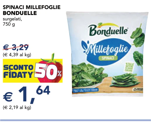 SPINACI MILLEFOGLIE BONDUELLE surgelati, 750 g - Bonduelle