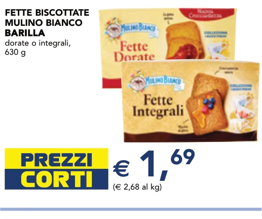 FETTE BISCOTTATE MULINO BIANCO BARILLA dorate o integrali, 630 g - Barilla