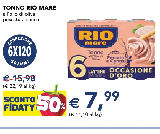 TONNO RIO MARE RIO MARE all’olio di oliva, pescato a canna 6X120 g