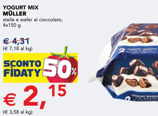 YOGURT MIX MÜLLER MÜLLER stelle e wafer al cioccolato, 4x150 g - Muller