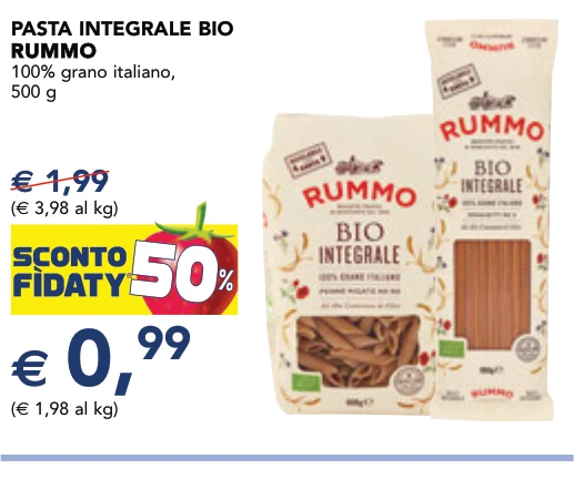 PASTA INTEGRALE BIO RUMMO RUMMO 100% grano italiano, 500 g
