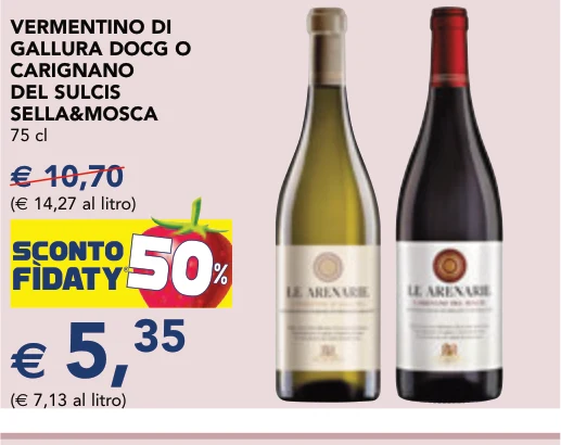 VERMENTINO DI GALLURA DOCG O CARIGNANO DEL SULCIS SELLA&MOSCA 75 cl