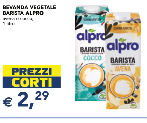 BEVANDA VEGETALE BARISTA ALPRO avena o cocco, 1 litro - Alpro