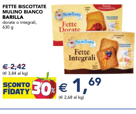 FETTE BISCOTTATE MULINO BIANCO BARILLA dorate o integrali, 630 g - Barilla