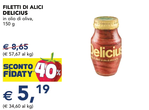 FILETTI DI ALICI DELICIUS DELICIUS in olio di oliva, 150 g
