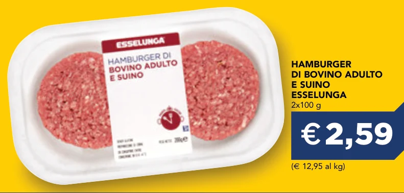 HAMBURGER DI BOVINO ADULTO E SUINO 2x100 g - Esselunga