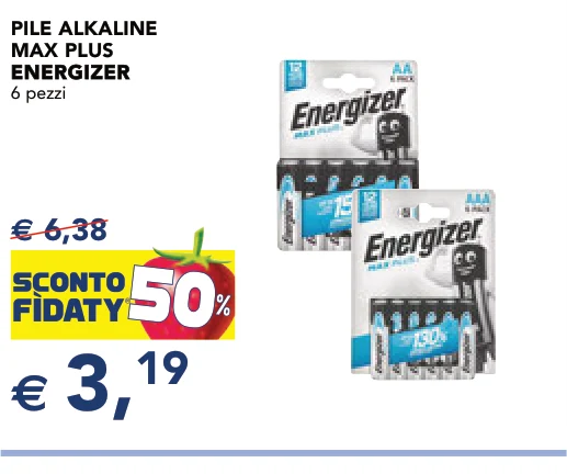 PILE ALKALINE MAX PLUS ENERGIZER ENERGIZER 6 pezzi