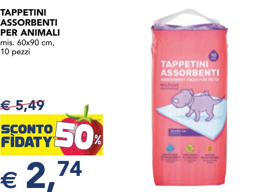 TAPPETINI ASSORBENTI PER ANIMALI mis. 60x90 cm, 10 pezzi