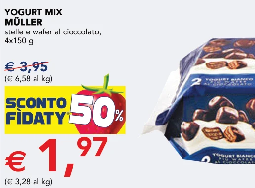 YOGURT MIX MÜLLER MÜLLER stelle e wafer al cioccolato, 4x150 g - Muller