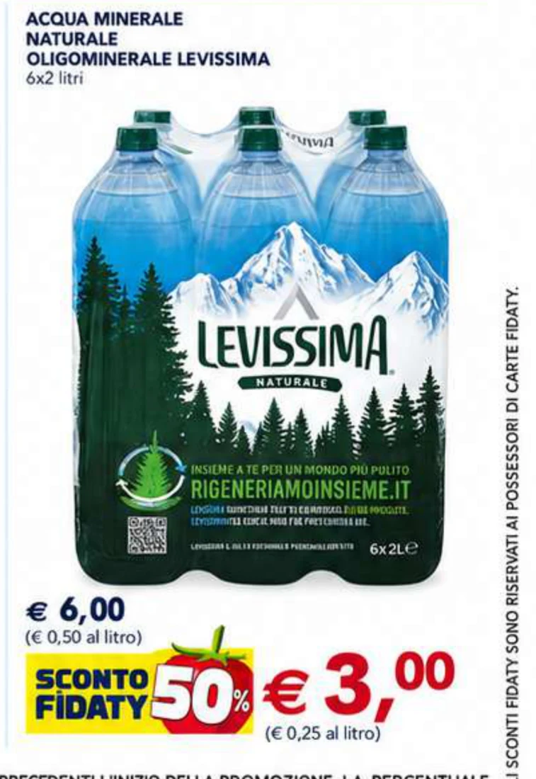 Acqua Minerale Naturale Oligominerale Levissima