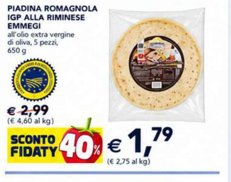 Piadina Romagnola Igp Alla Riminese Emmegi