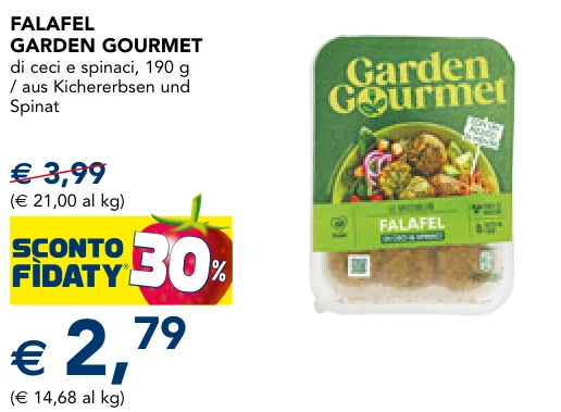FALAFEL GARDEN GOURMET di ceci e spinaci, 190 g / aus Kichererbsen und Spinat