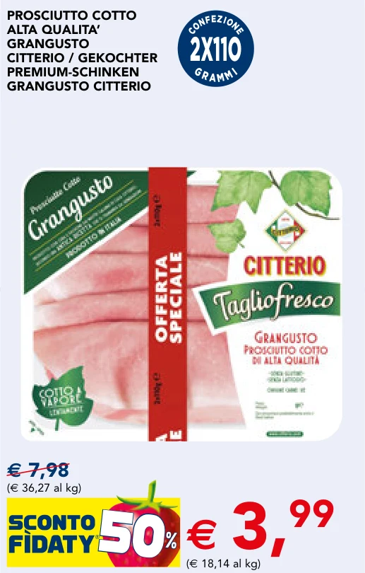 PROSCIUTTO COTTO ALTA QUALITA’ GRANGUSTO CITTERIO / GEKOCHTER PREMIUM-SCHINKEN GRANGUSTO CITTERIO