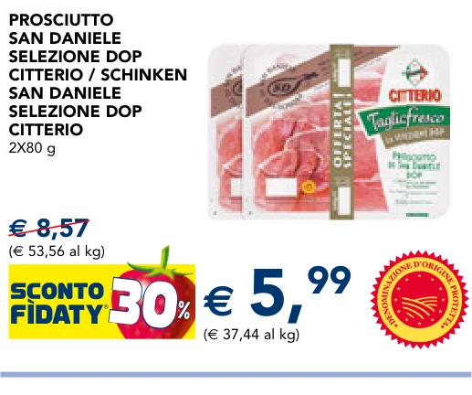 PROSCIUTTO SAN DANIELE SELEZIONE DOP CITTERIO / SCHINKEN SAN DANIELE SELEZIONE DOP CITTERIO 2X80 g
