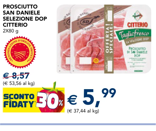 PROSCIUTTO SAN DANIELE SELEZIONE DOP CITTERIO 2X80 g