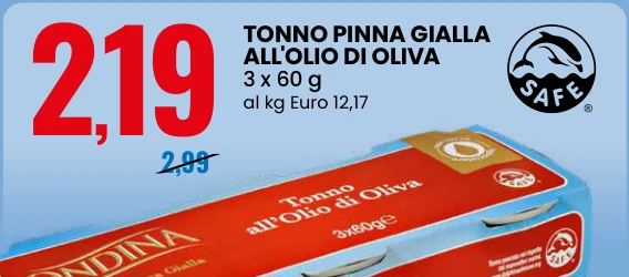 TONNO PINNA GIALLA ALL'OLIO DI OLIVA 3 x 60