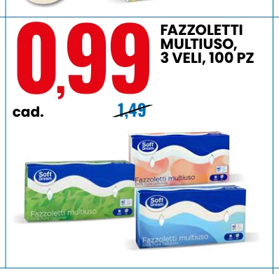 FAZZOLETTI MULTIUSO, 3 VELI,
