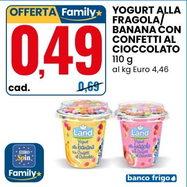 YOGURT FRAGOLA/BANANA CON CONFETTI AL CIOCCOLATO, 110 g